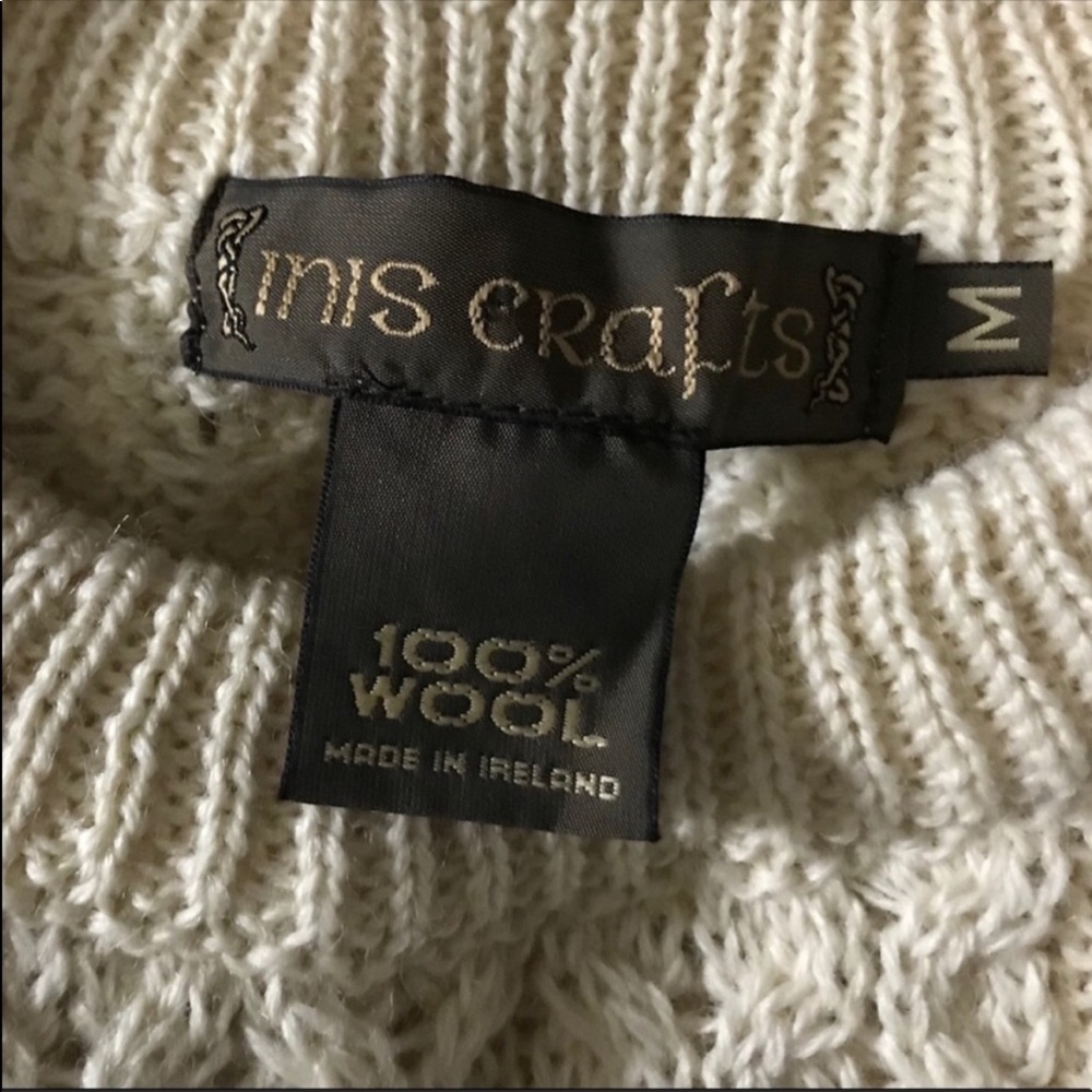 Inis Crafts Wool Made in Ireland Cable Knit Fisherman Sweater Medium - Picture 10 of 11